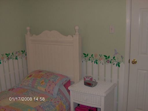 Mural with a White Picket Fence, Garden Flowers, and Animals
